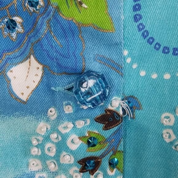 VINTAGE Keren Hart Jacket Coat Floral Blue Top Blouse Shirt Women's WOMAN'S - Picture 8 of 11